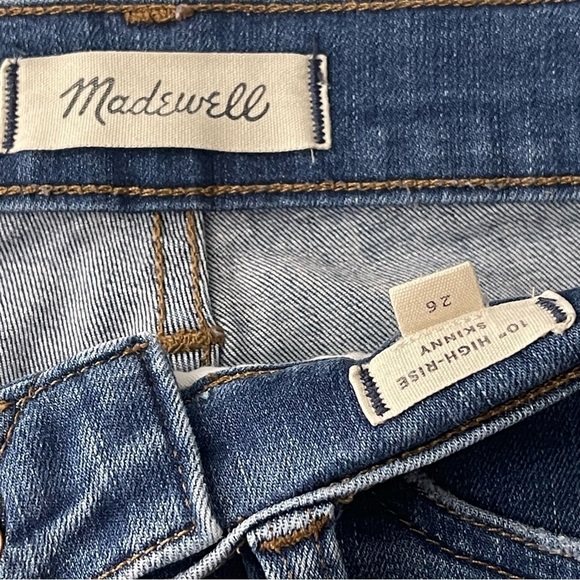 Madewell 10" High Rise Skinny Jeans 26 Button Fly Raw Hem Stretch Hanna Wash - Picture 10 of 11